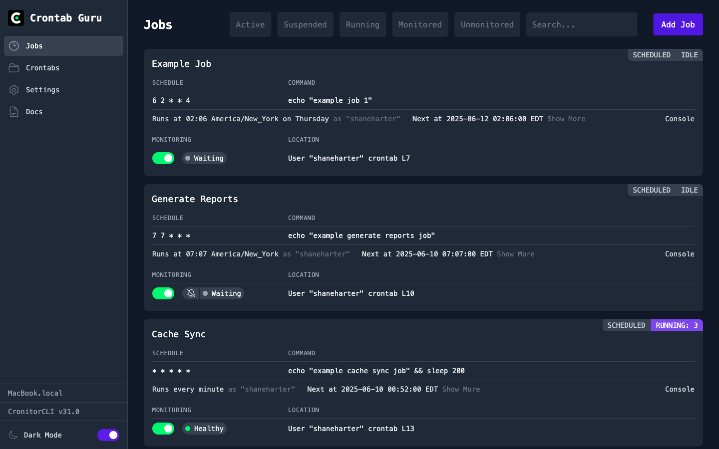 Crontab Guru Self-hosted Dashboard